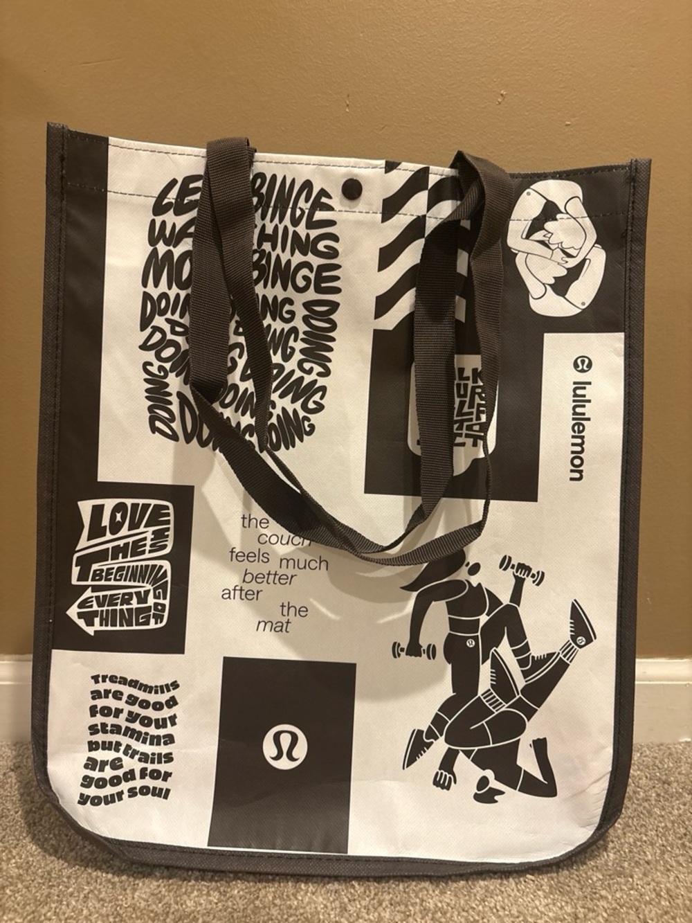lululemon Black and White Graphic Collage Tote